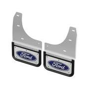 Gatorback Rear Pair Chrome Plate Splash Guards with Blue Ford Oval