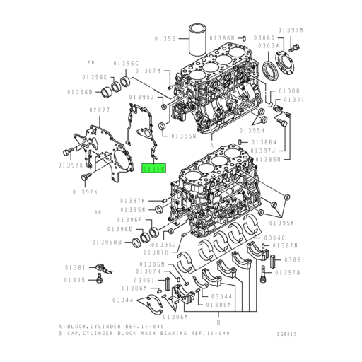 ME012490 Mitsubishi FUSO | Cylinder Block Front Plate Gasket | Source ...