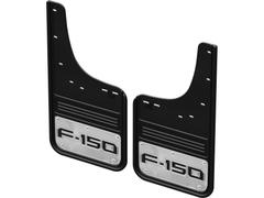 F-150 Lightning 2022-2024 Gatorback Rear Pair Chrome Plate Splash Guards with Black F-150 Logo