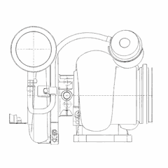 Series 60 Turbo Assembly, 1.28 A/R, 56°/65T Wrap, Center Outlet