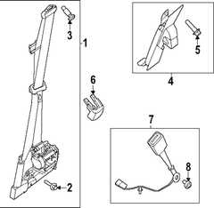 Seat Belt Lap and Shoulder Retractor Pretensioner - Right, Front