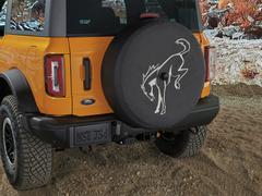 Abstract Bronco, Opaque White Ink Spare 33 inch Tire Cover