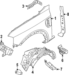 Fender <br>A metal, or composite panel to keep road debris kicked up by the tires from being thrown under vehicle -