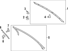 COUPE Retainer Channel <br>Door Window Clip Weatherstrip Door Run cap Wstrip - Left, Front, Upper