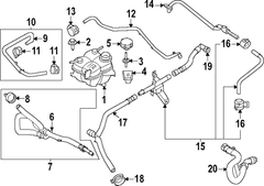 Engine Coolant Overflow Hose Reservoir <br>A that feeds to the or recOvery bottle in a
