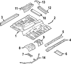 Floor Pan Reinforcement Crossmember - Front, Center