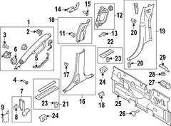 Body C-Pillar Trim Panel - Left, Rear
