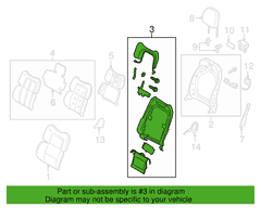 Panel <br>Seat Back cover Frame support Pad Seat Shield 30 way