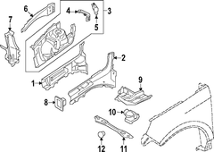 Frame Side Member Sidemember - Left, Front 2.0L