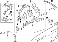 Apron Reinforcement Cross bar Extension Fender <br>Fender